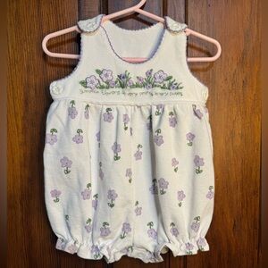 Vintage Baby Hearts & Flowers Floral Bubble Romper Size 3-6 Months